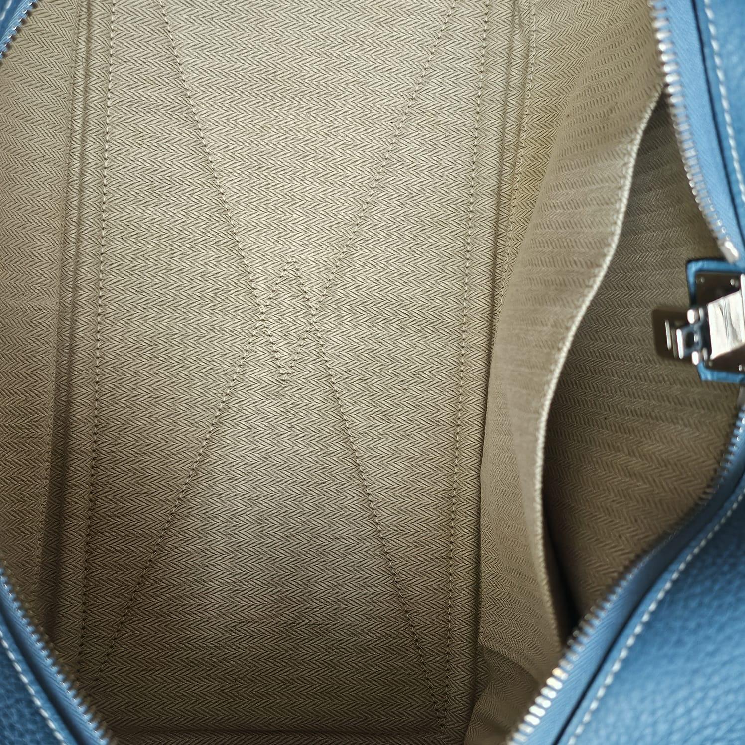 2007 Hermes Blue Jeans Clemence Leather Victoria 35 Bag In Good Condition In Jakarta, Daerah Khusus Ibukota Jakarta