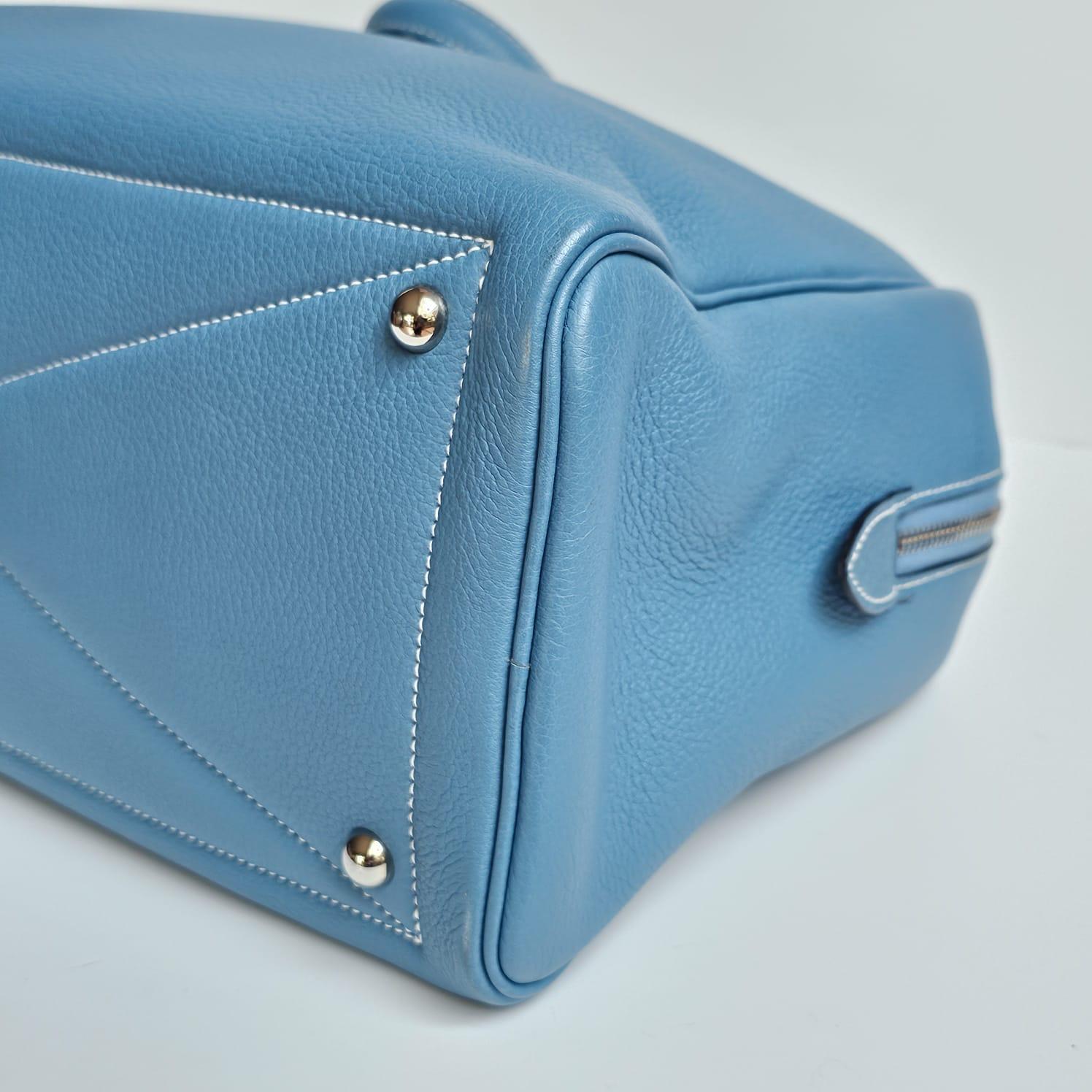 2007 Hermes Blue Jeans Clemence Leather Victoria 35 Bag 3