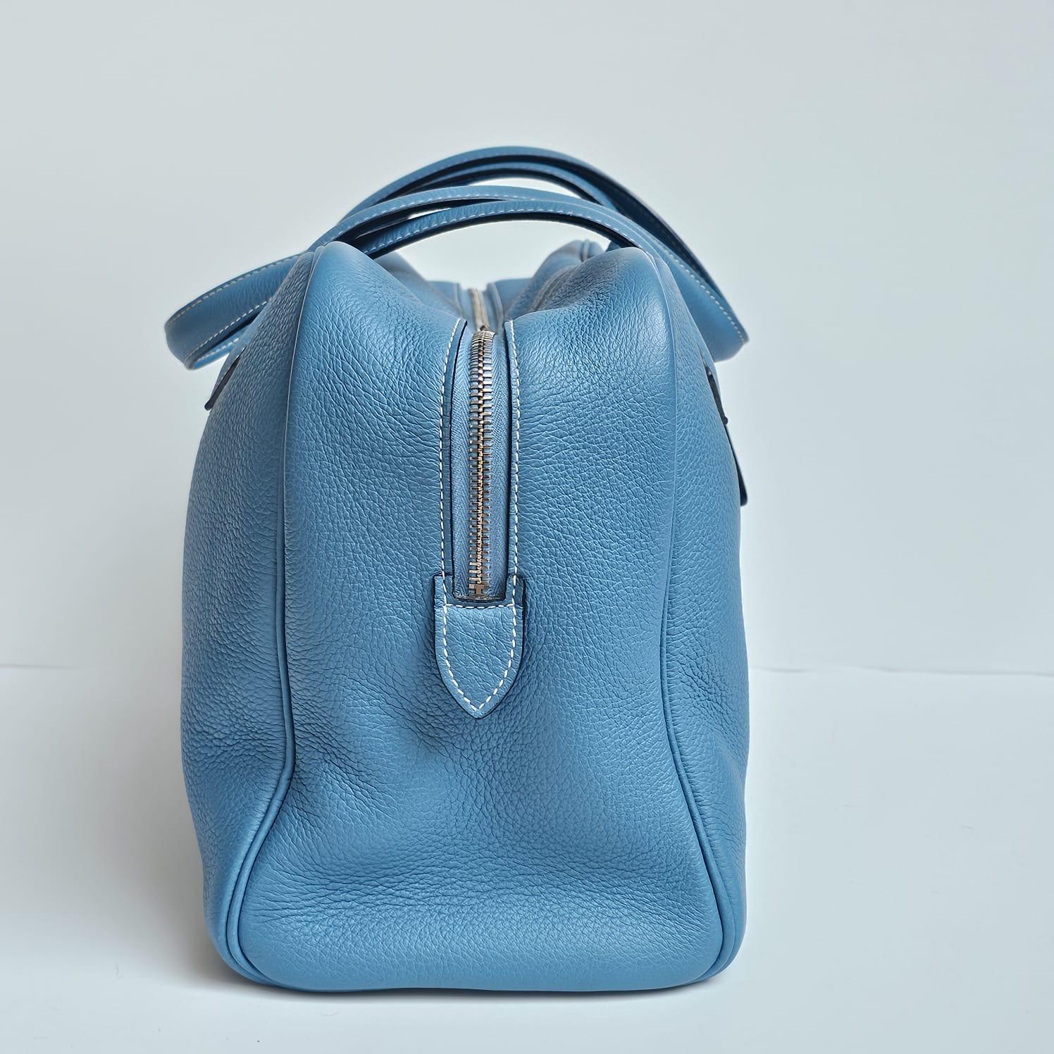 2007 Hermes Blue Jeans Clemence Leather Victoria 35 Bag 4