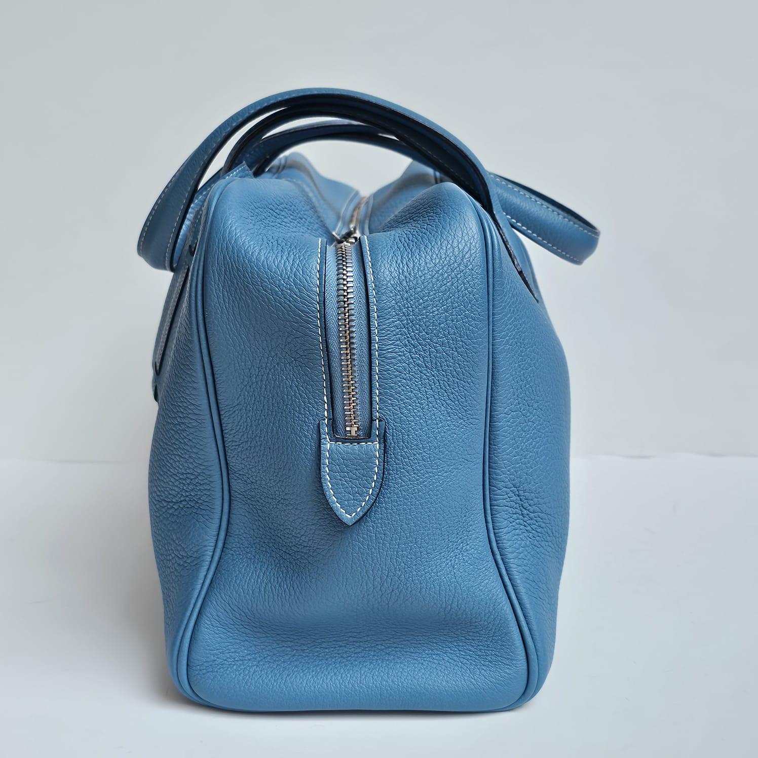 2007 Hermes Blue Jeans Clemence Leather Victoria 35 Bag 5