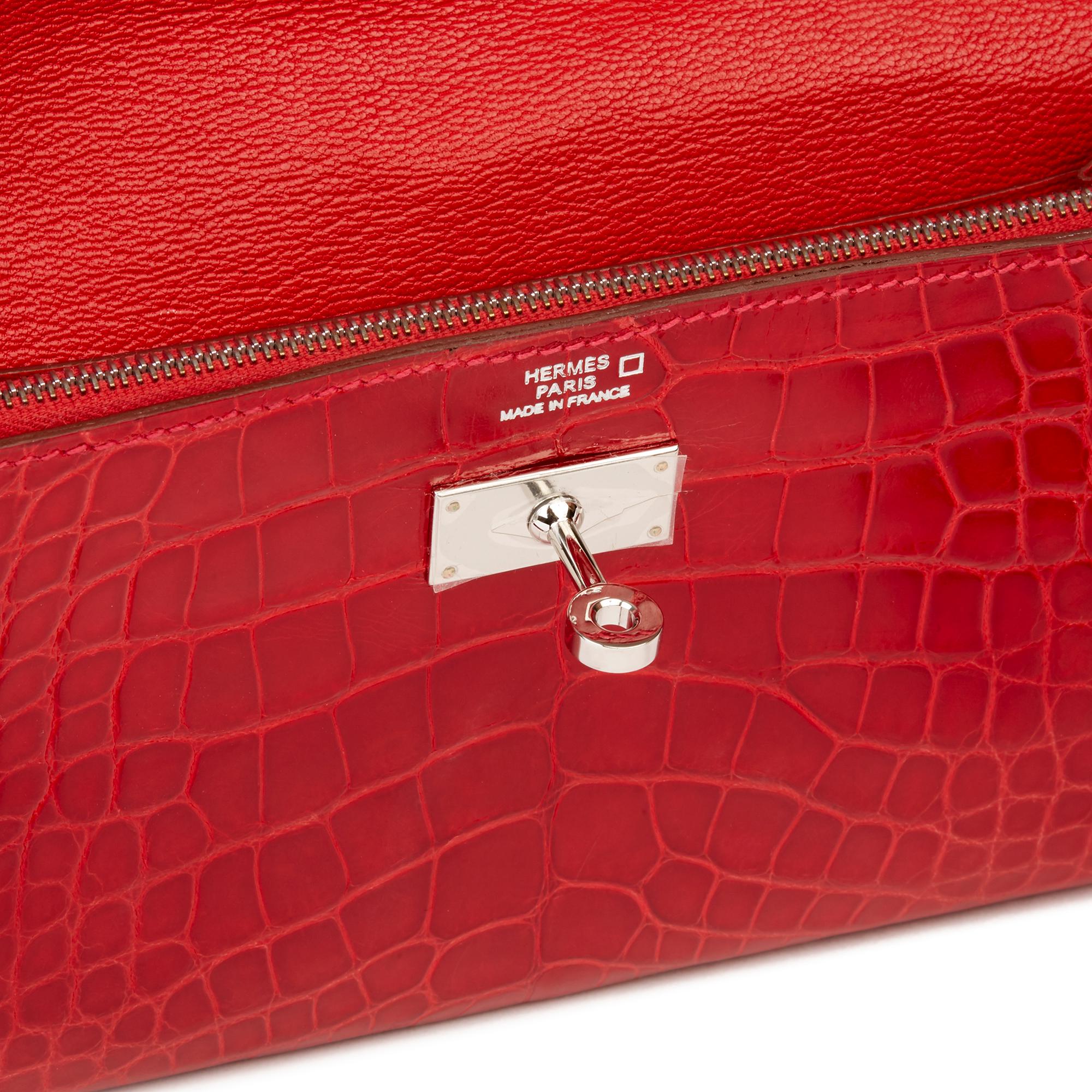 2007 Hermès Braise Matte Mississippiensis Alligator Leather Kelly Long Wallet 5