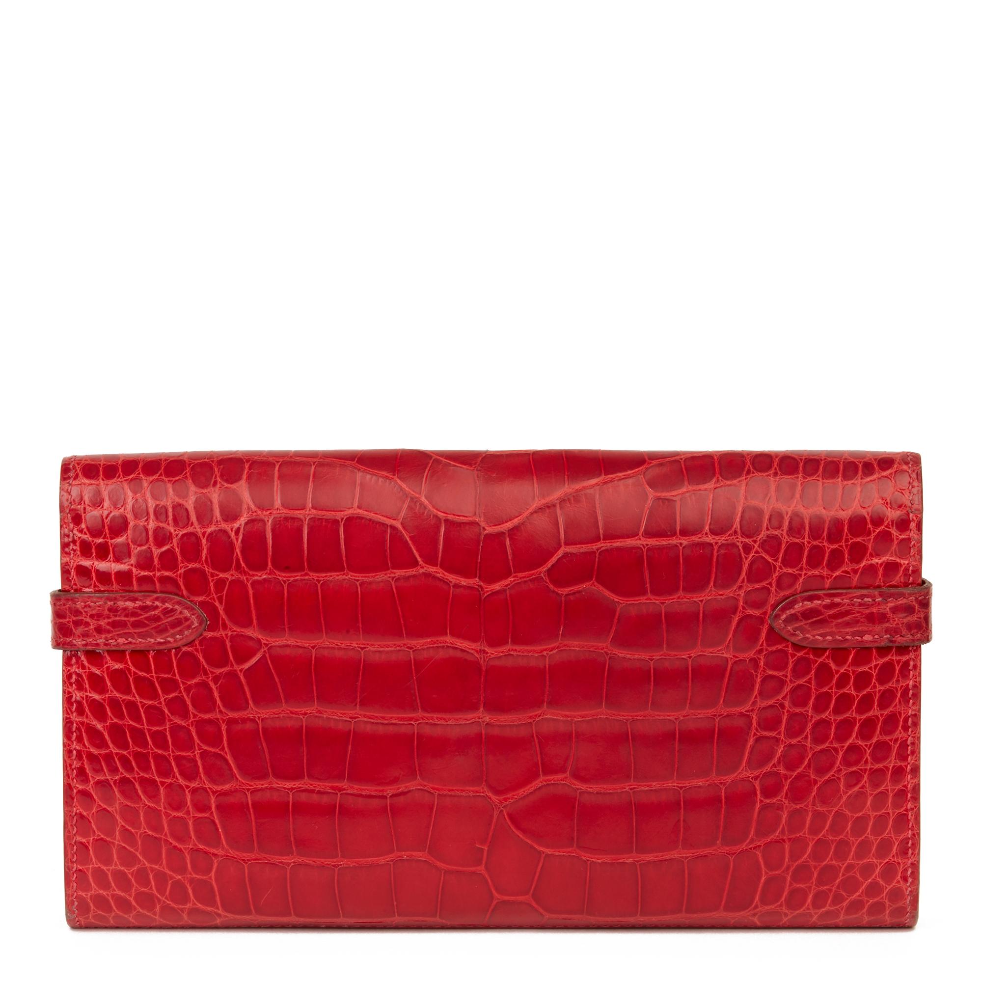 Women's 2007 Hermès Braise Matte Mississippiensis Alligator Leather Kelly Long Wallet