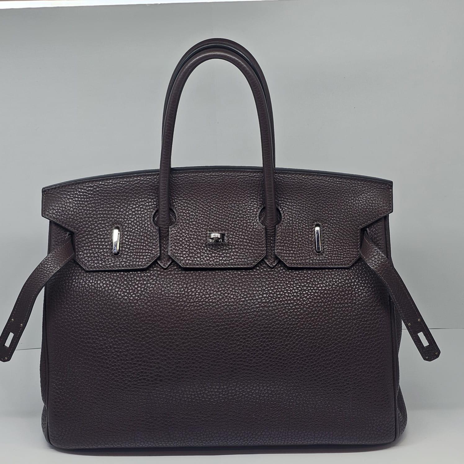 2007 Hermes Cacao Clemence Birkin 35 Bag 7