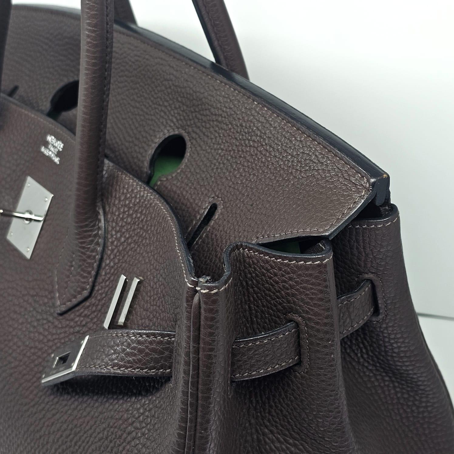 2007 Hermes Cacao Clemence Birkin 35 Bag 8