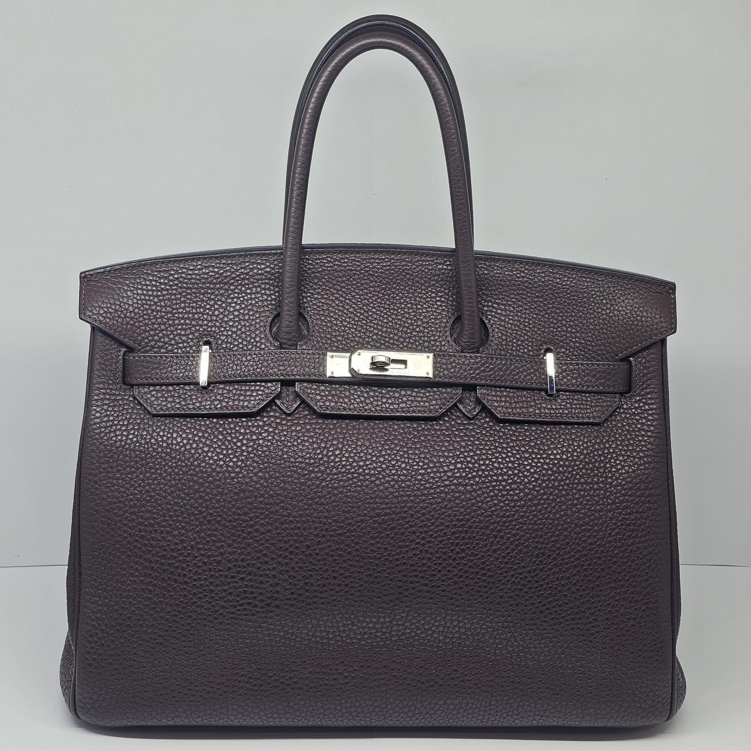 2007 Hermes Cacao Clemence Birkin 35 Bag 14