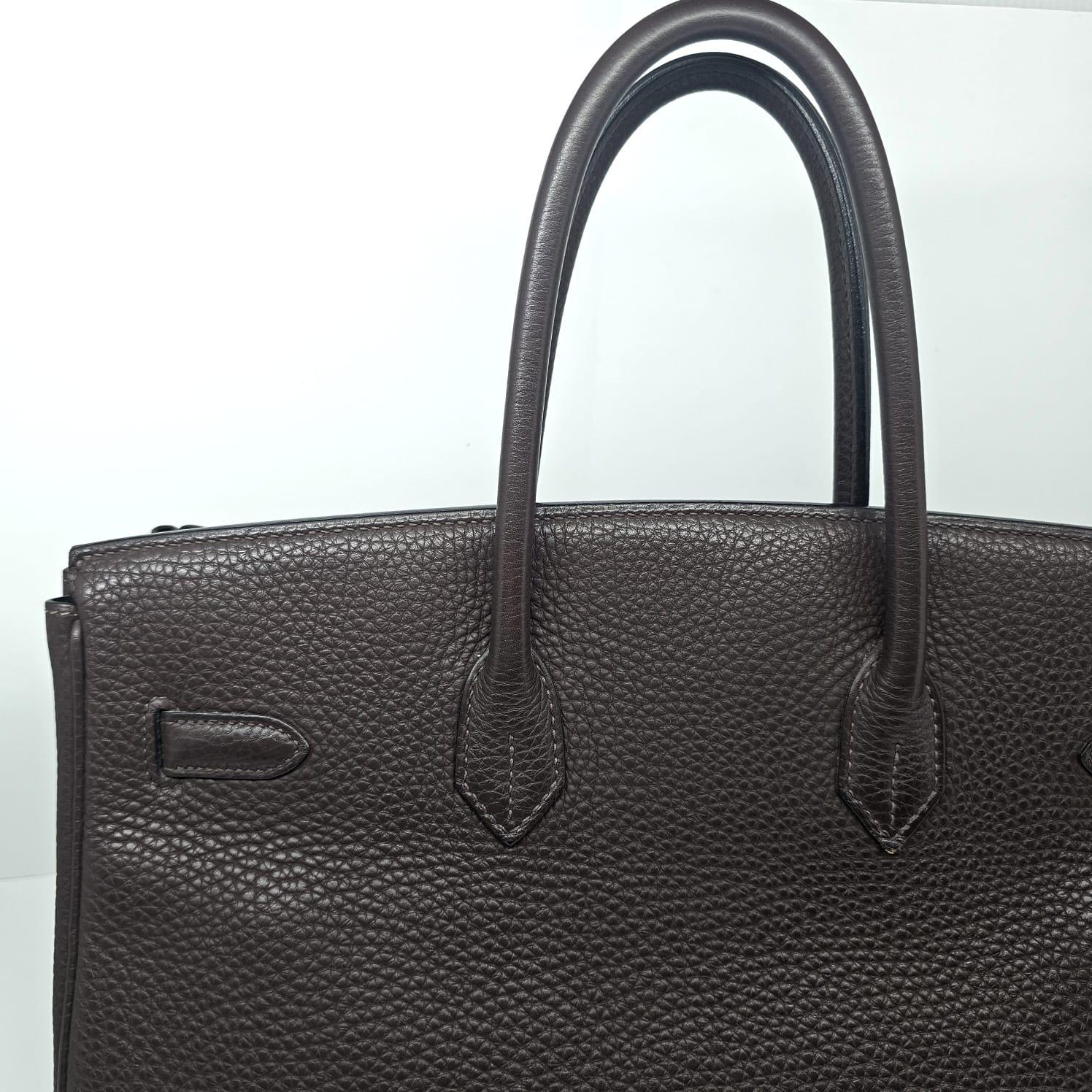 2007 Hermes Cacao Clemence Birkin 35 Bag 2