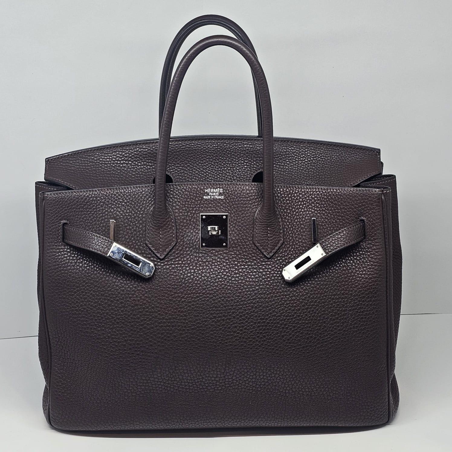 2007 Hermes Cacao Clemence Birkin 35 Bag 4