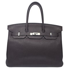 2007 Hermes Cacao Clemence Birkin 35 Bag
