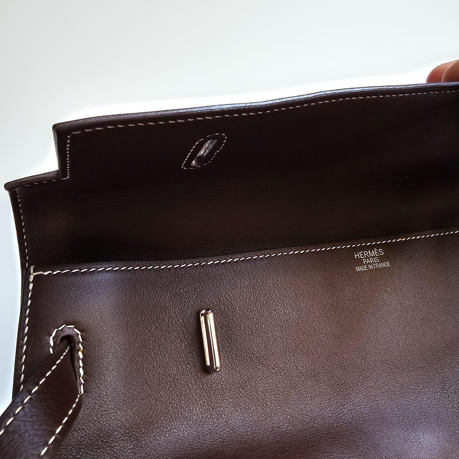 2007 Hermes Choco Swift Kelly Flat 35 Bag 6