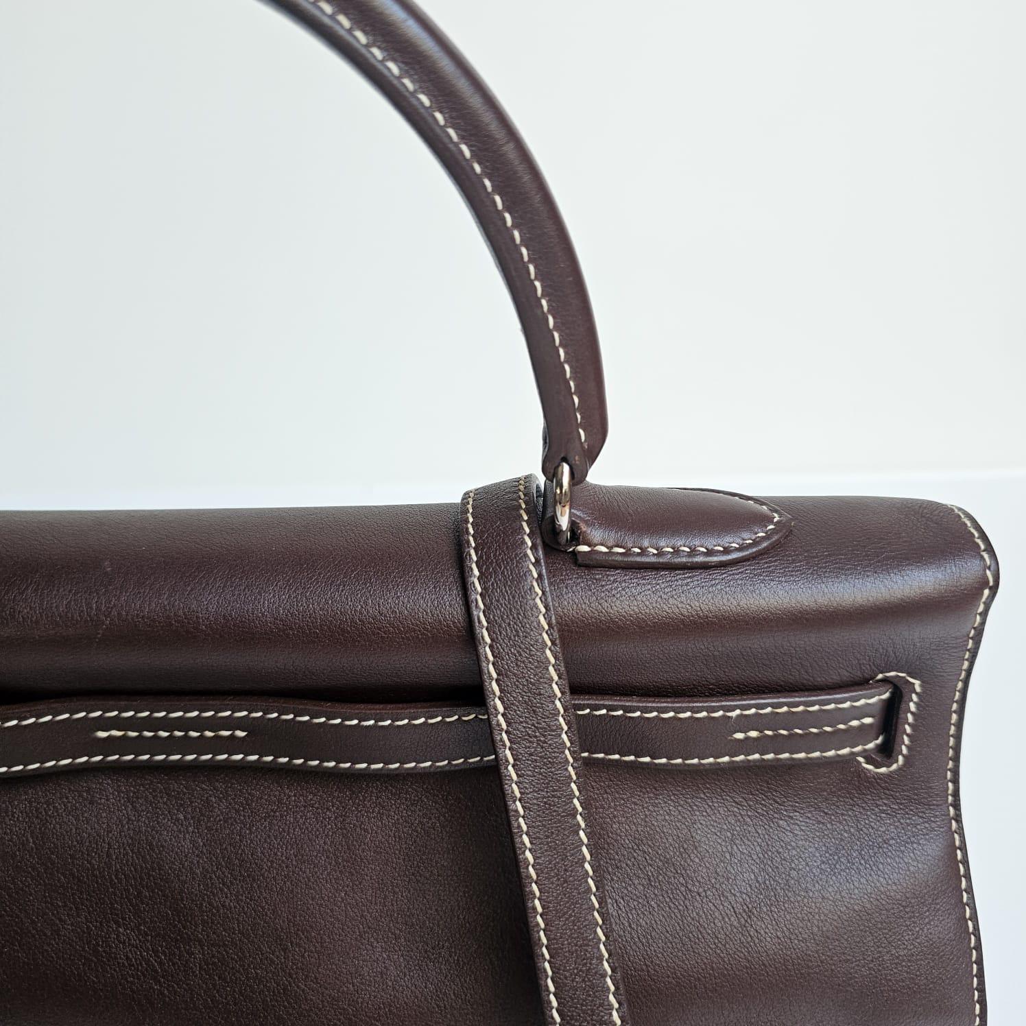 2007 Hermes Choco Swift Kelly Flat 35 Bag 7