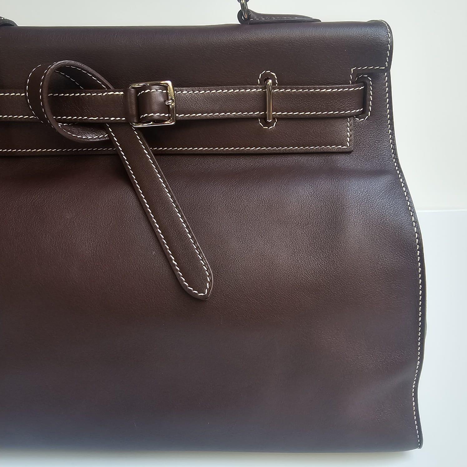 2007 Hermes Choco Swift Kelly Flat 35 Bag 8