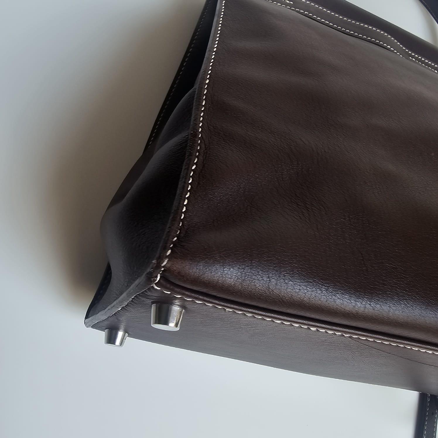 2007 Hermes Choco Swift Kelly Flat 35 Bag 9