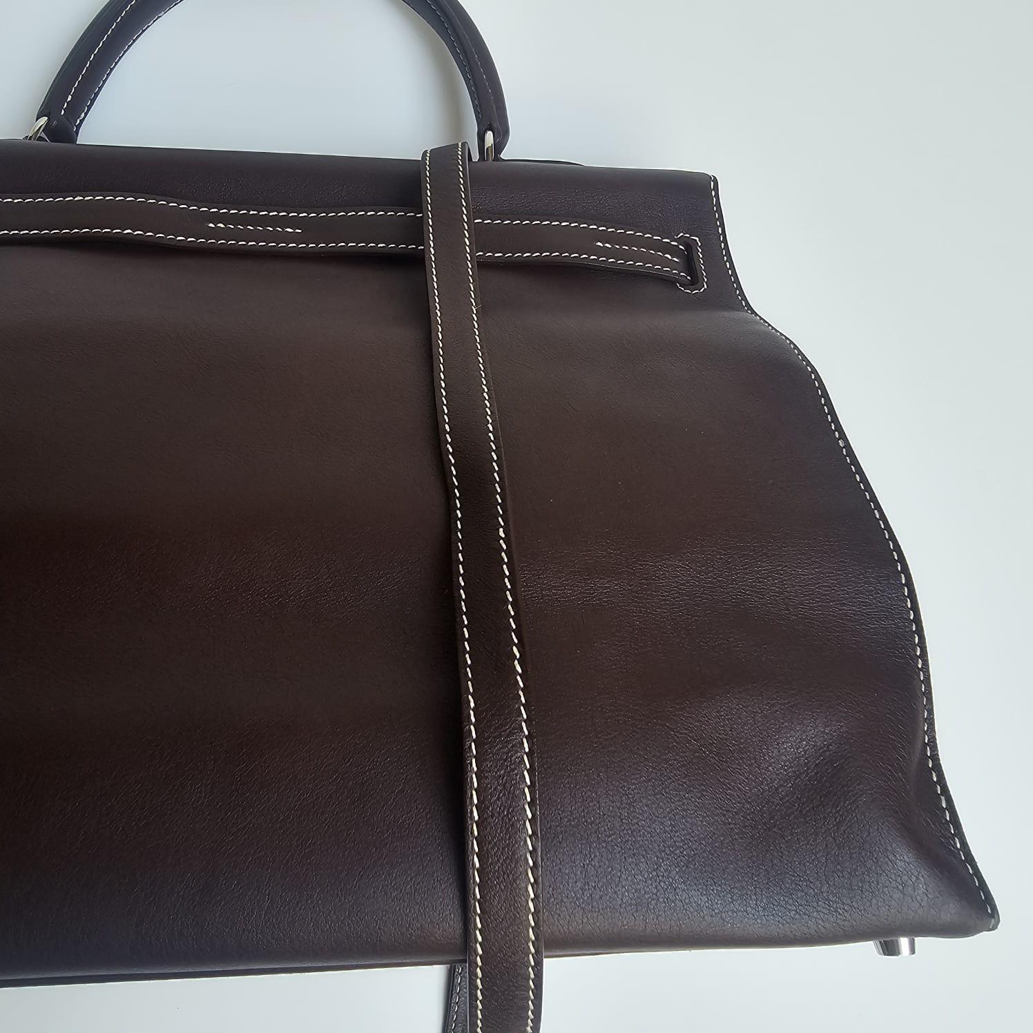 2007 Hermes Choco Swift Kelly Flat 35 Bag 11