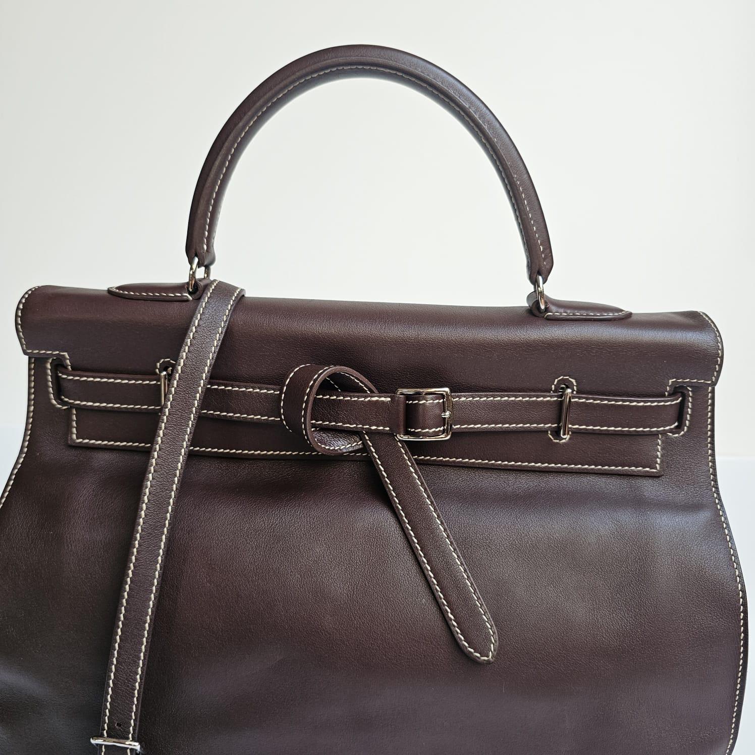 2007 Hermes Choco Swift Kelly Flat 35 Bag 13