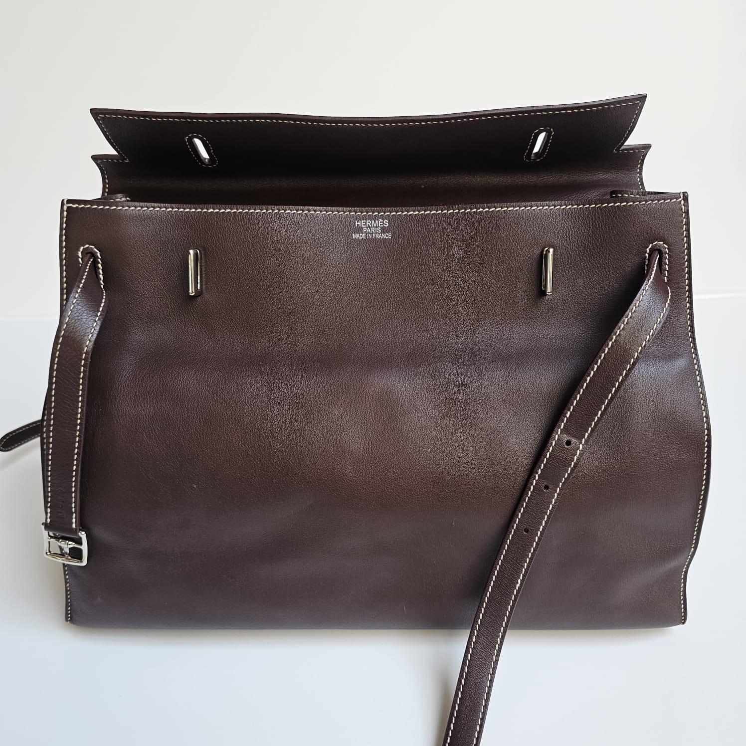 2007 Hermes Choco Swift Kelly Flat 35 Bag 2