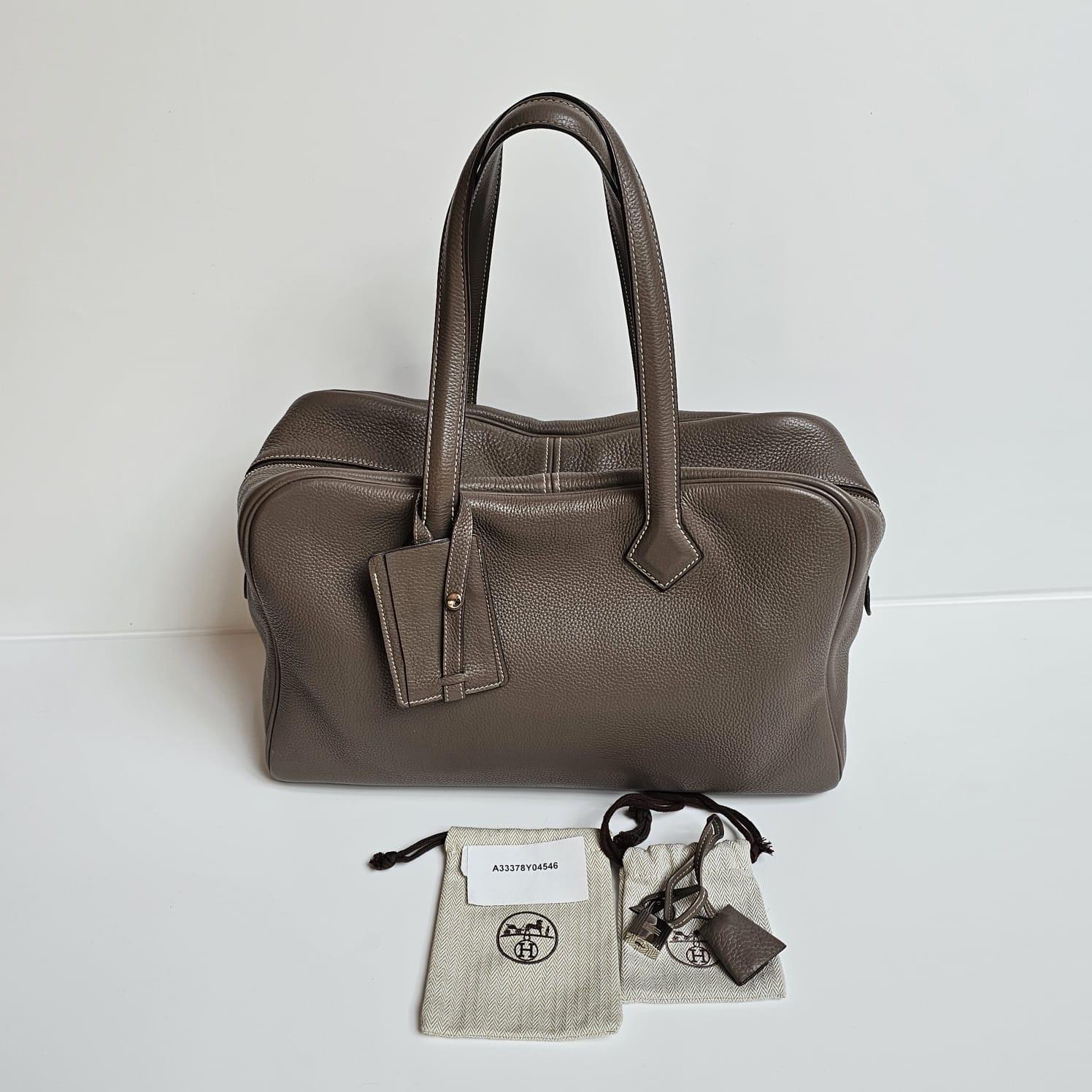 2007 Hermes Etoupe Clemence Victoria 35 Bag 13