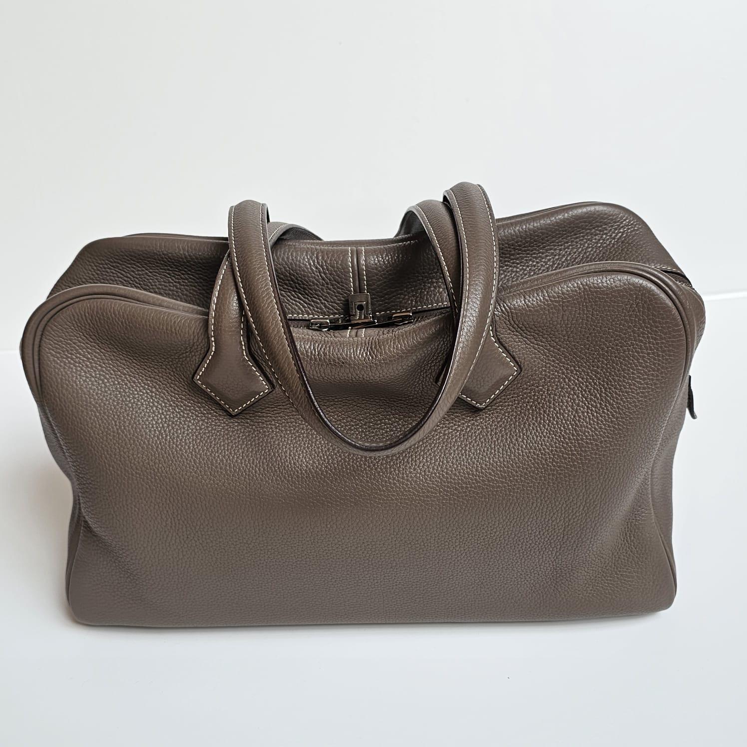 2007 Hermes Etoupe Clemence Victoria 35 Bag 15