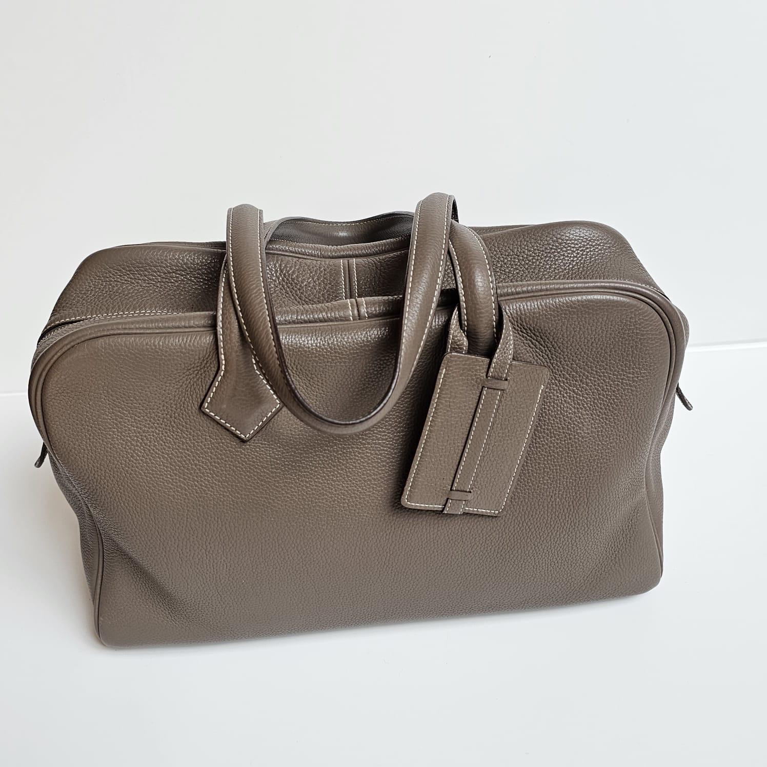 2007 Hermes Etoupe Clemence Victoria 35 Bag 1