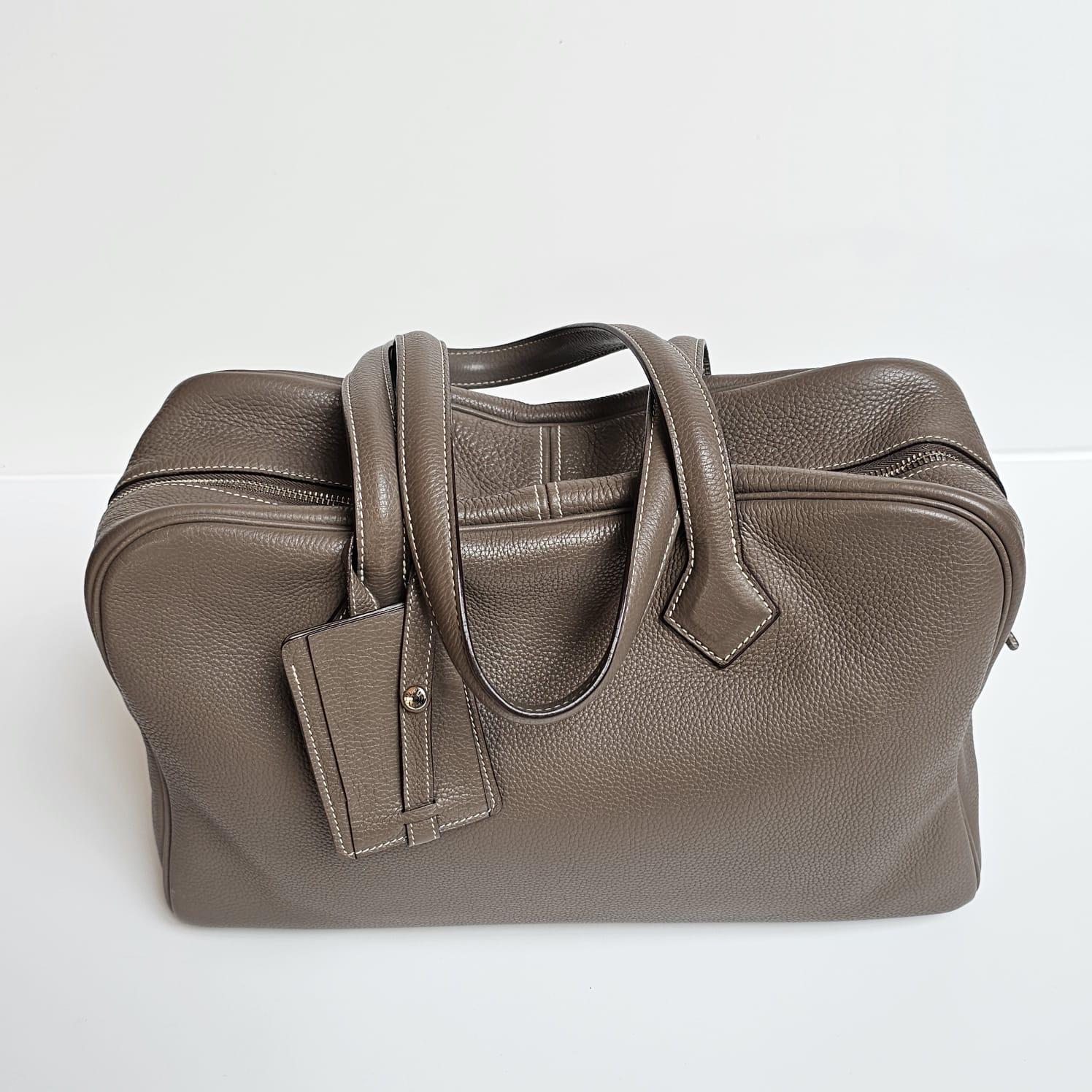 2007 Hermes Etoupe Clemence Victoria 35 Bag 4
