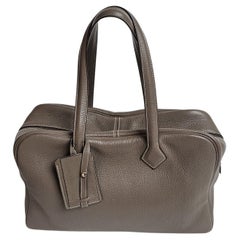 Used 2007 Hermes Etoupe Clemence Victoria 35 Bag