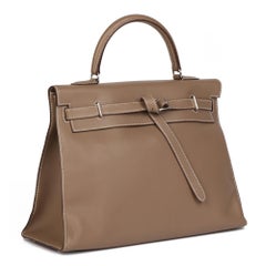 2007 Hermes Etoupe Swift Leather Kelly Flat 35cm Sellier