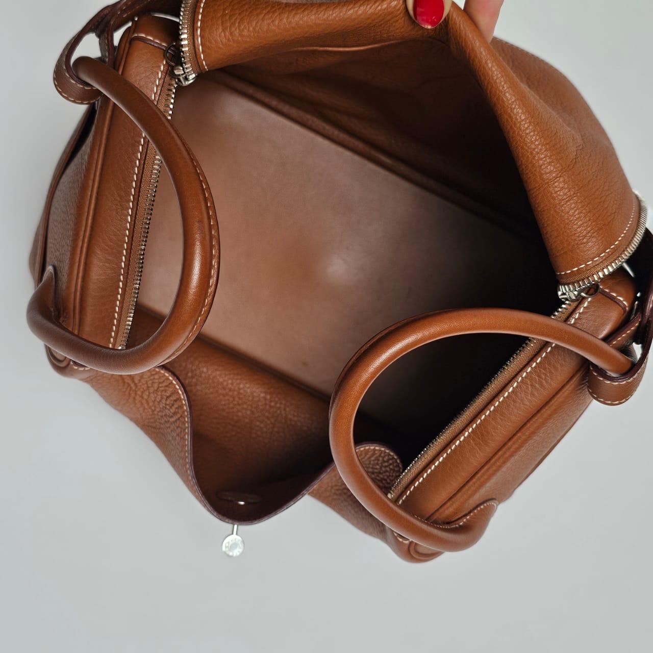 2007 Hermes Gold Clemence Lindy 34 Bag 14