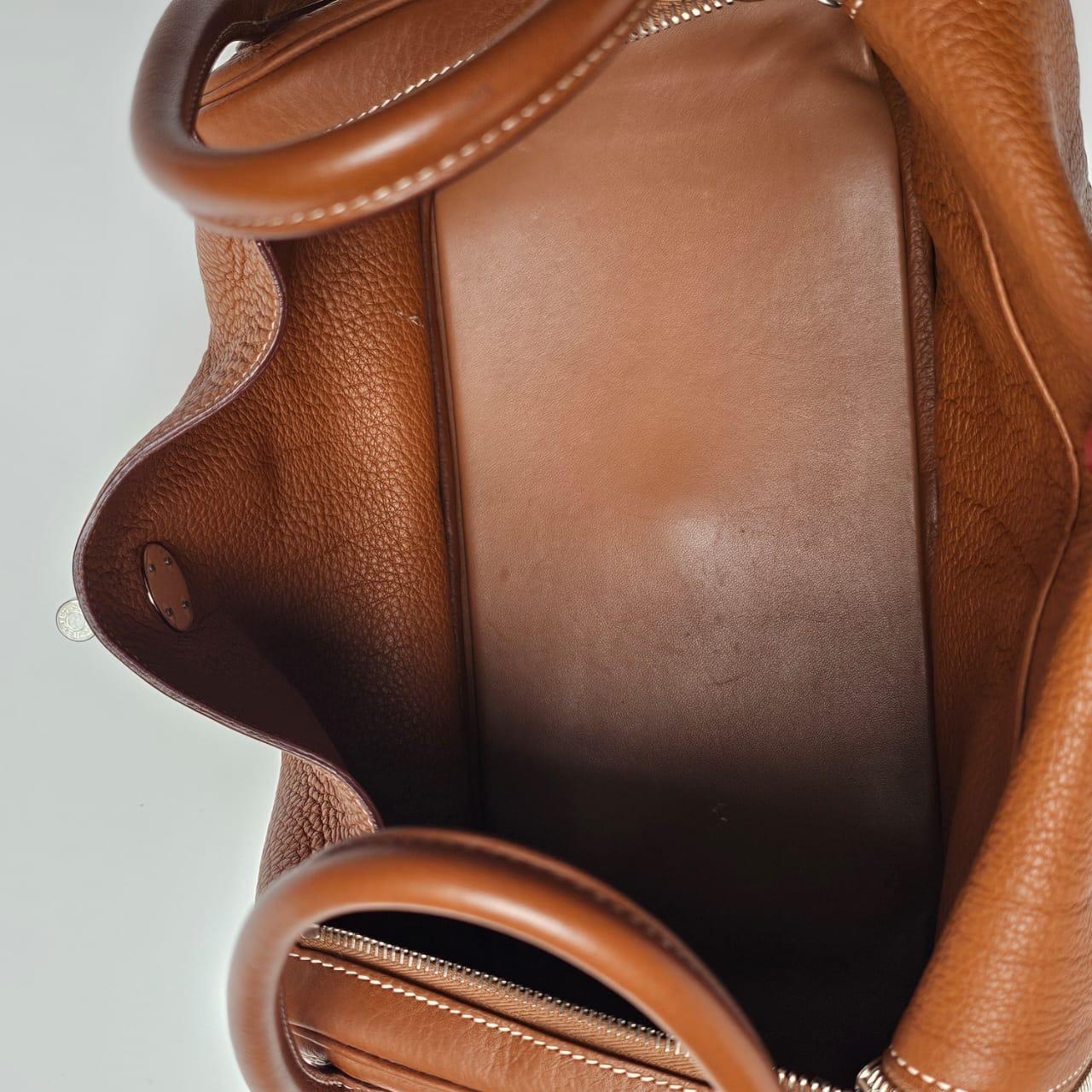 Brown 2007 Hermes Gold Clemence Lindy 34 Bag