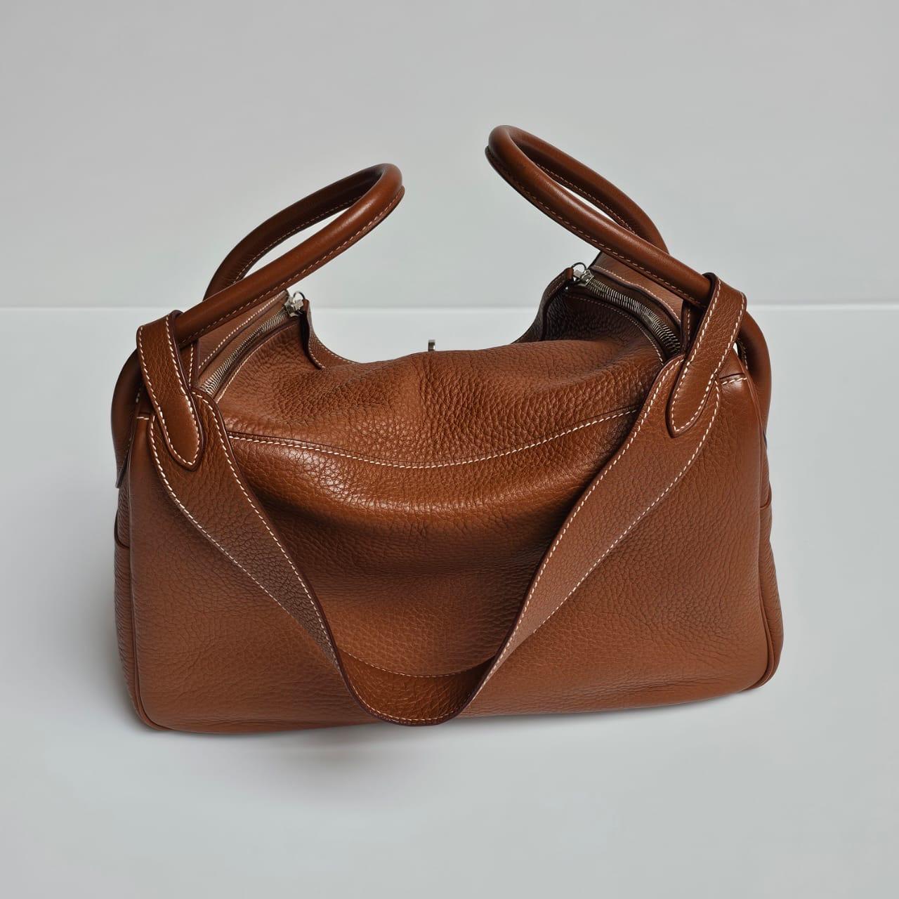 2007 Hermes Gold Clemence Lindy 34 Bag 3