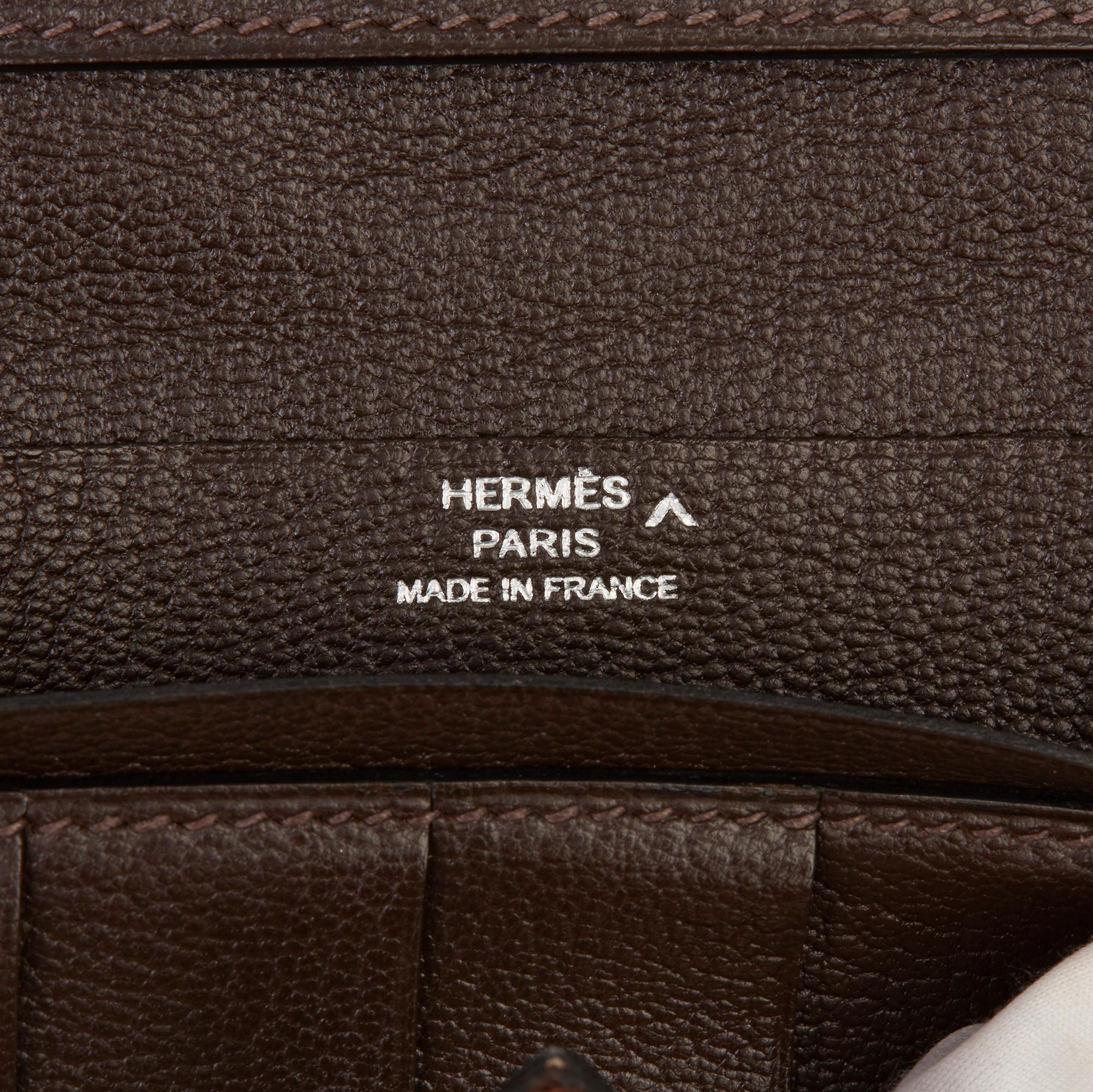 2007 Hermès Havane Shiny Porosus Crocodile Leather Diamond Bearn Wallet 4