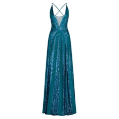 2007 Jenny Packham Teal Sequinned Slip Dress