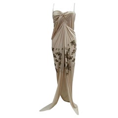 2007 John Galliano for Christian Dior Nude Gold Embellished Dress