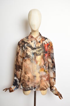 2007 John Galliano Silk Newspaper Gazette Print Shirt - Blouse