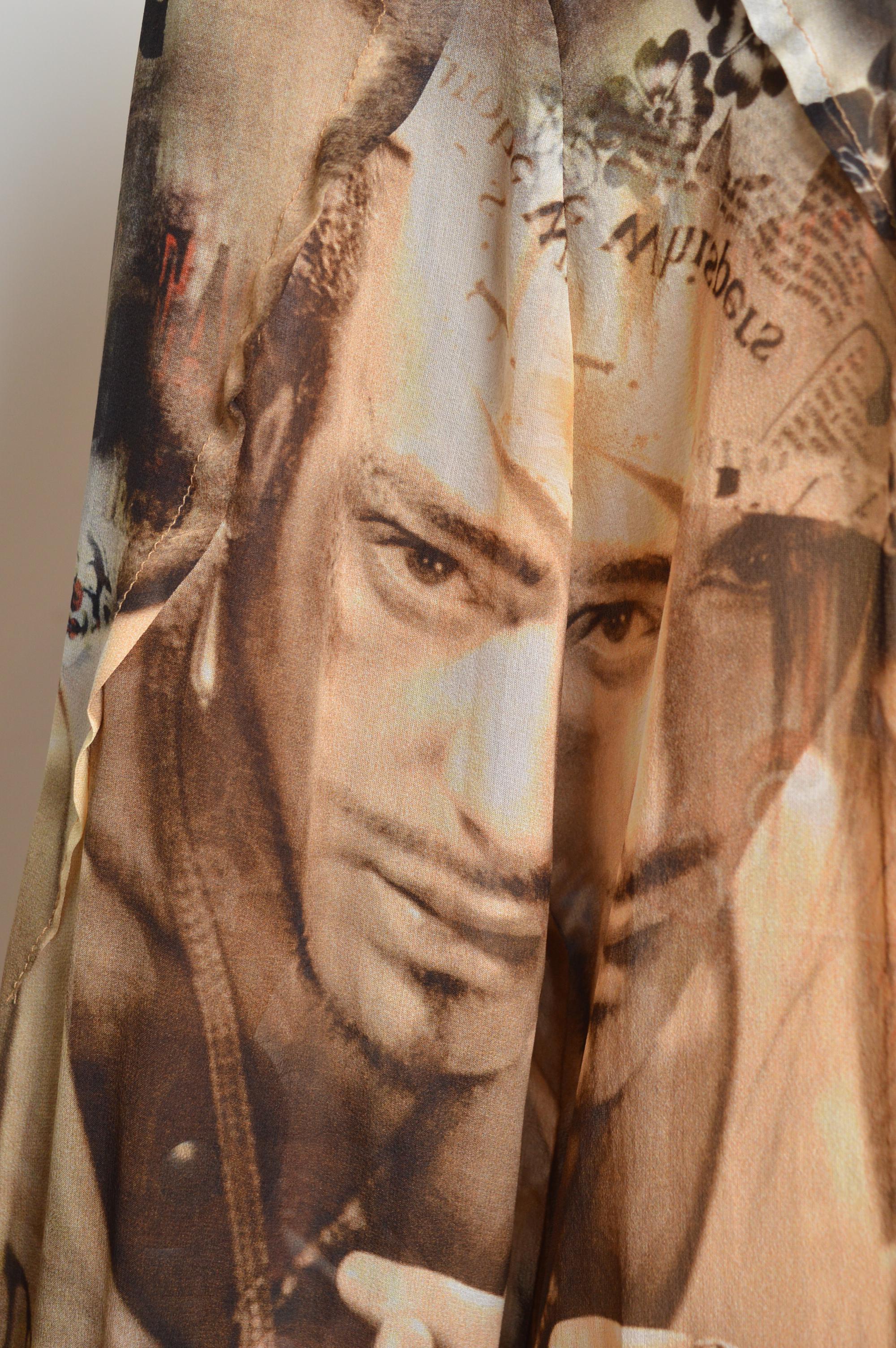 da uomo o donna 2007 John Galliano Camicia con stampa gazzetta in seta - Camicetta in vendita