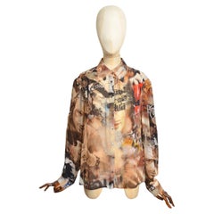 2007 John Galliano Camicia con stampa gazzetta in seta - Camicetta