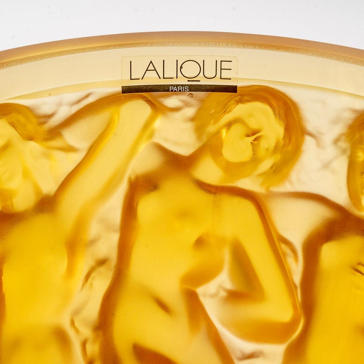 2007 Lalique France, Vase Bacchantes Amber Crystal, Limited Edition New In Excellent Condition In Boulogne Billancourt, FR