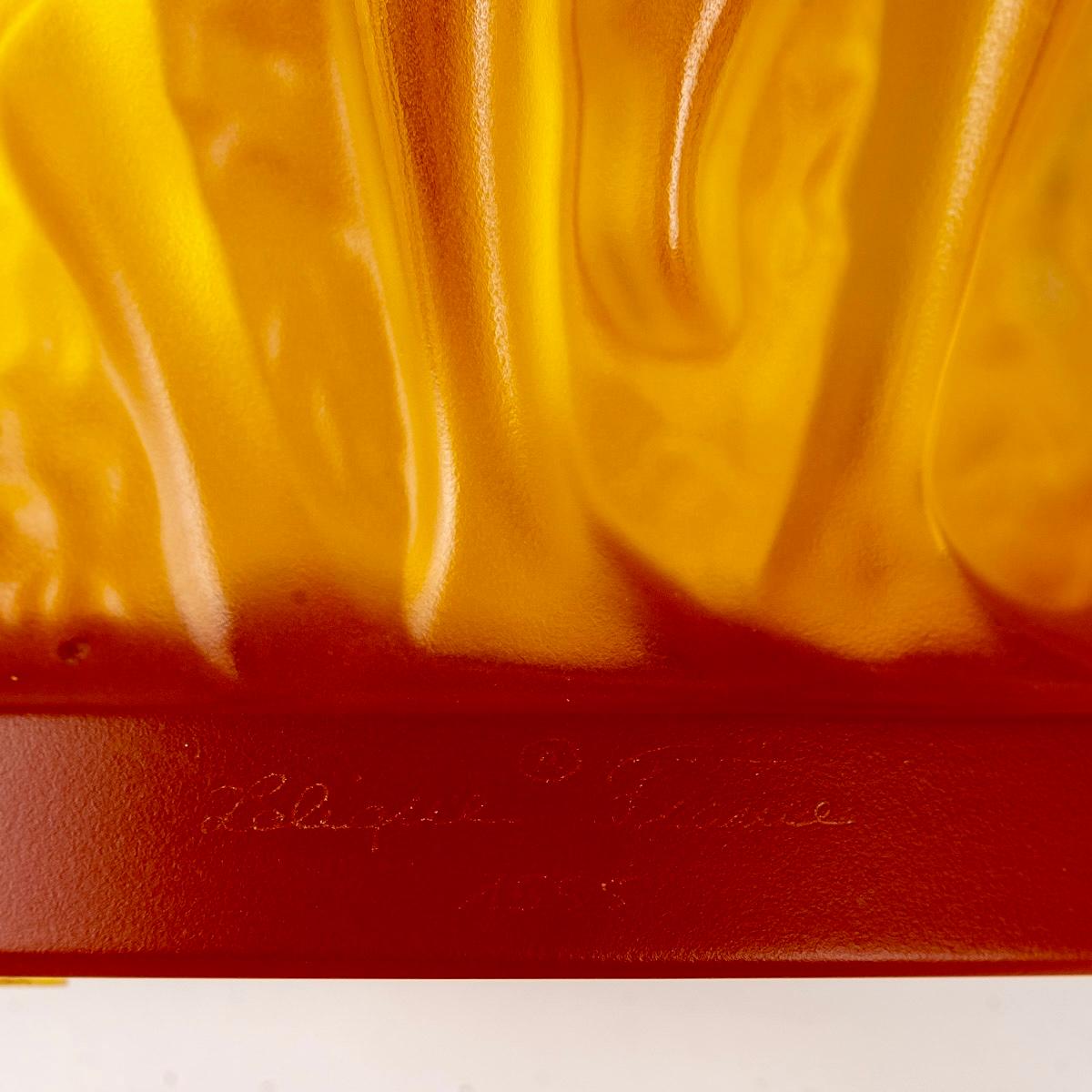 2007 Lalique France, Vase Bacchantes Amber Crystal, Limited Edition New 1