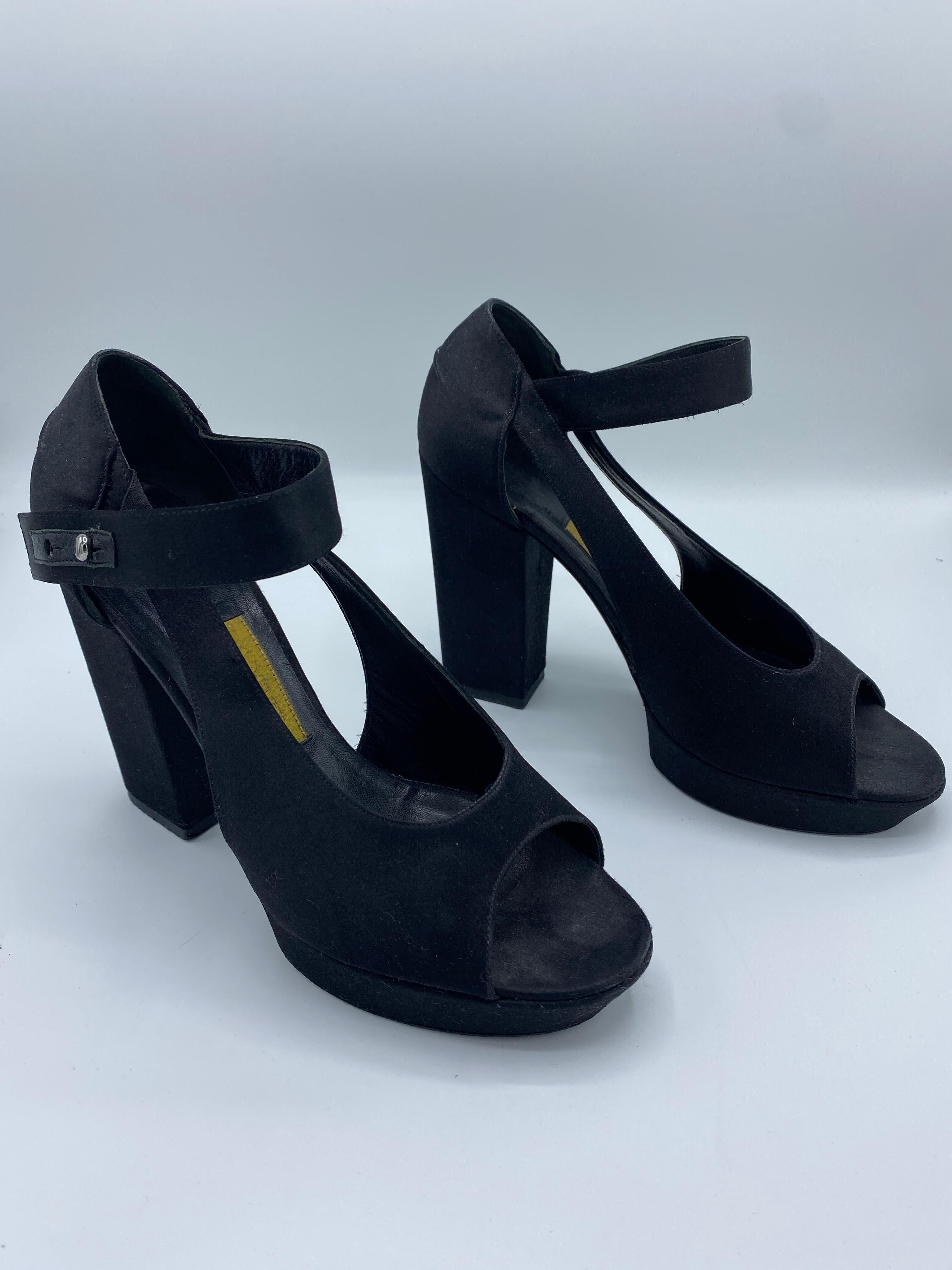 2007 Lanvin Sandales à talons hauts en daim noir, taille 39 Unisexe en vente