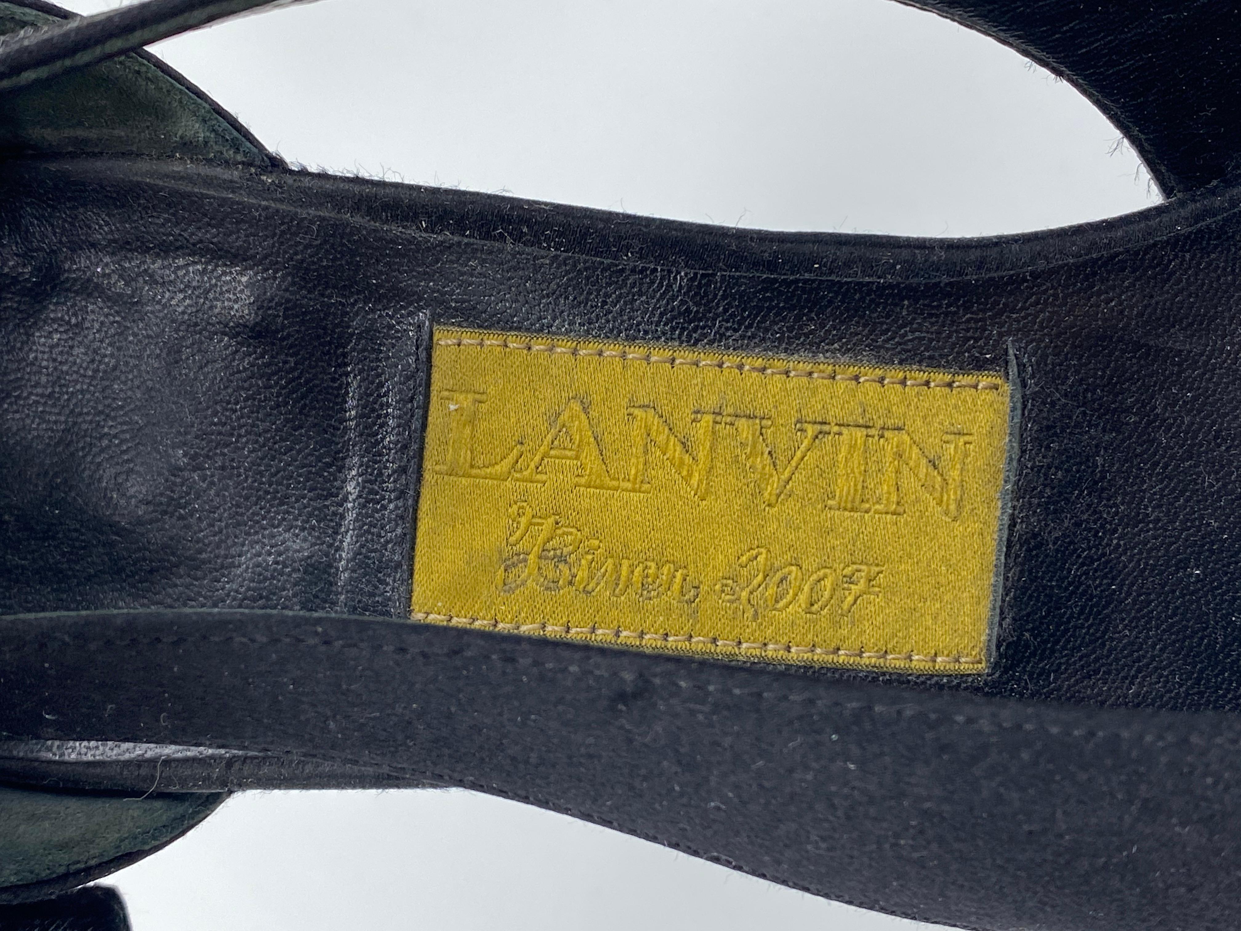 2007 Lanvin Sandales à talons hauts en daim noir, taille 39 en vente 2