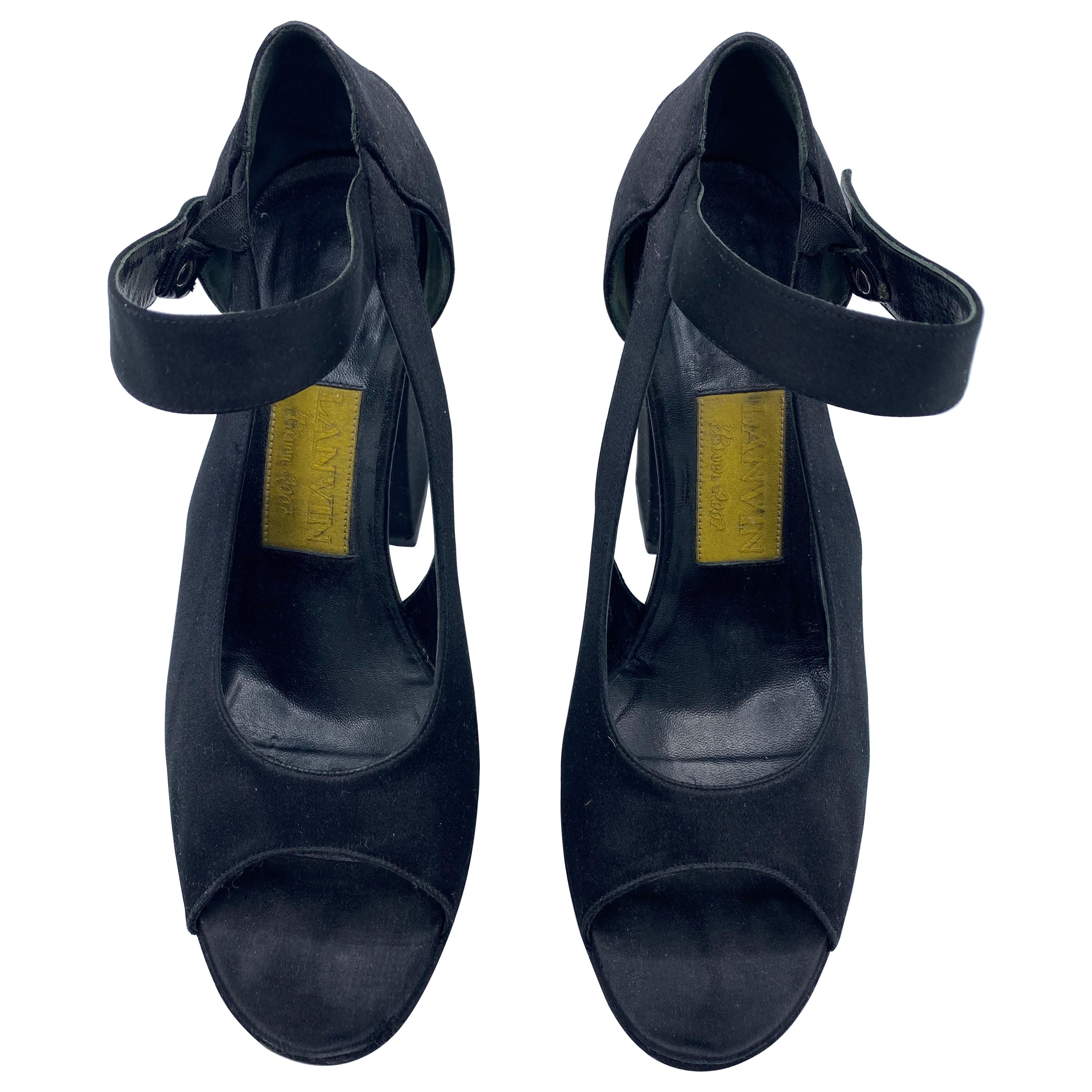 2007 Lanvin Black Suede High Heels Sandals, Size 39 For Sale