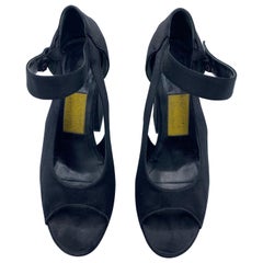 2007 Lanvin Black Suede High Heels Sandals, Size 39