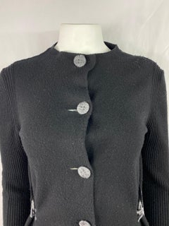 2007 Lanvin Black Wool Cardigan, Size Small