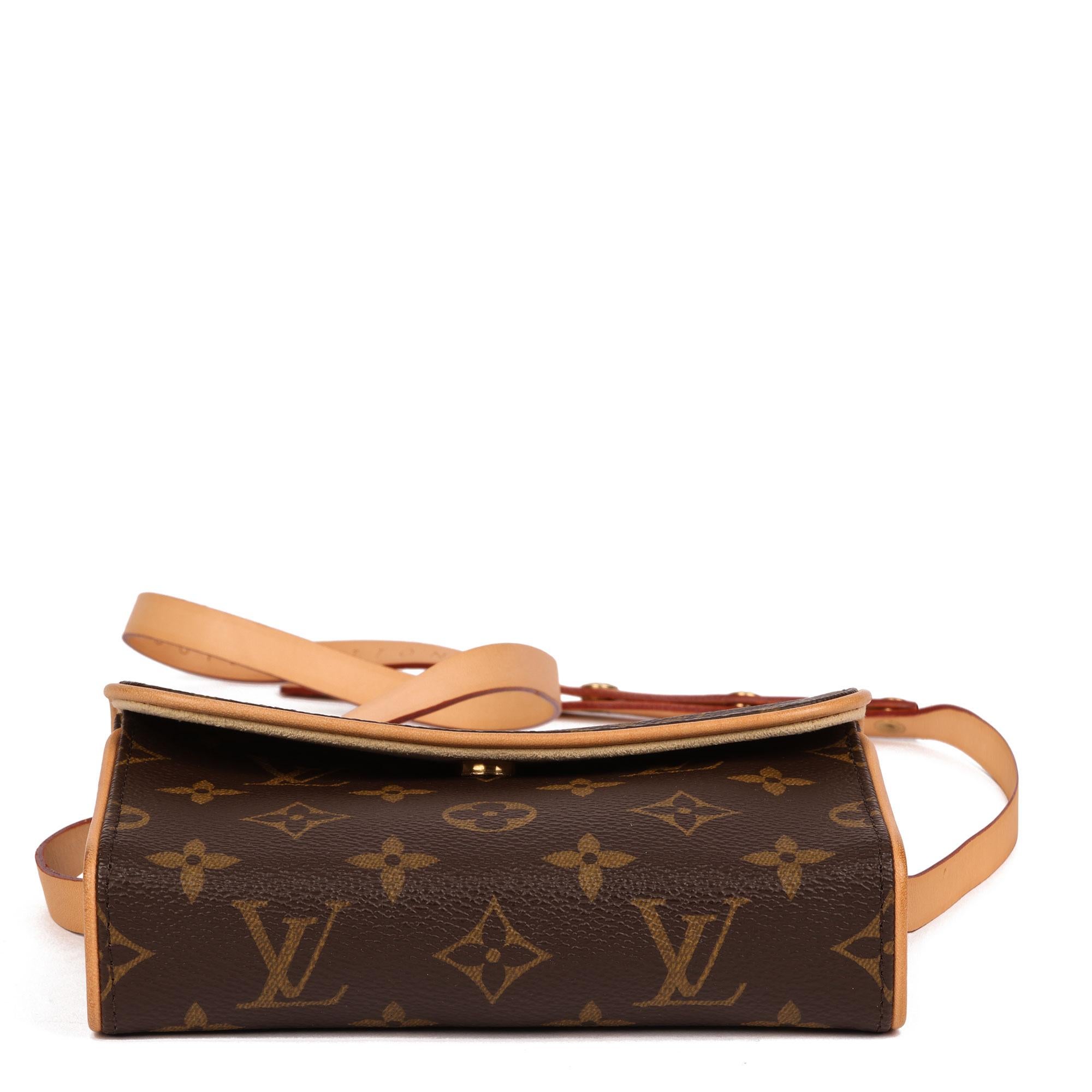 Black 2007 Louis Vuitton Brown Coated Monogram Canvas & Leather Pochette Florentine