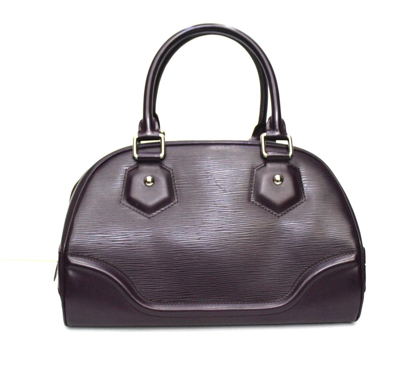 Black 2007 Louis Vuitton Purple Leather Bowling Montaigne Bag