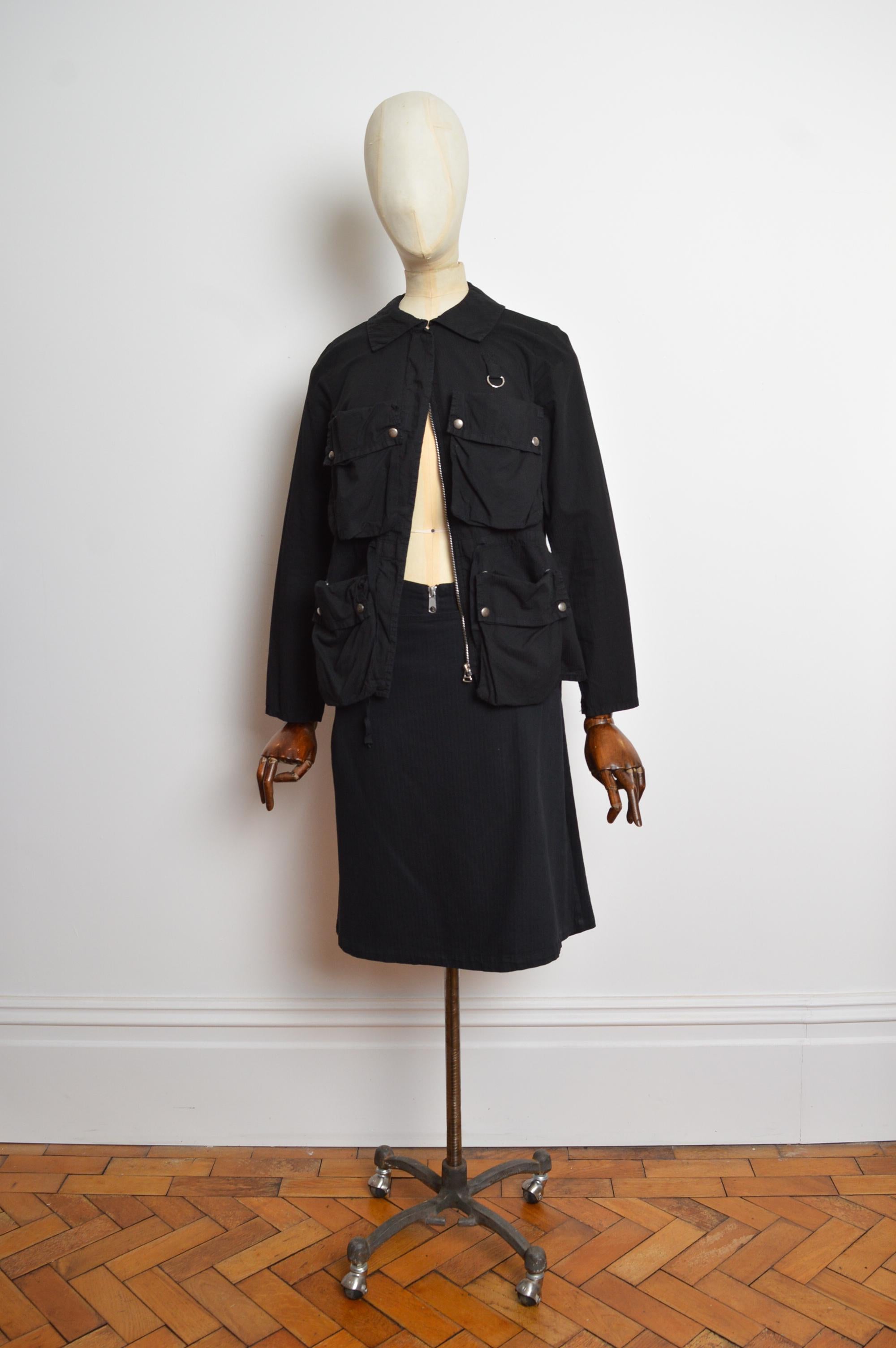 2007 Martin Margiela MM6 Technical Black Knee Length Multi Chrome Zip Skirt en vente 6