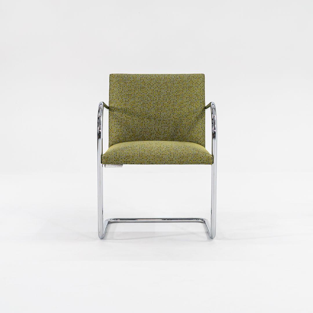 2007 Mies van der Rohe Brünn röhrenförmige Esszimmerstühle in olivgrünem Stoff im Angebot 1