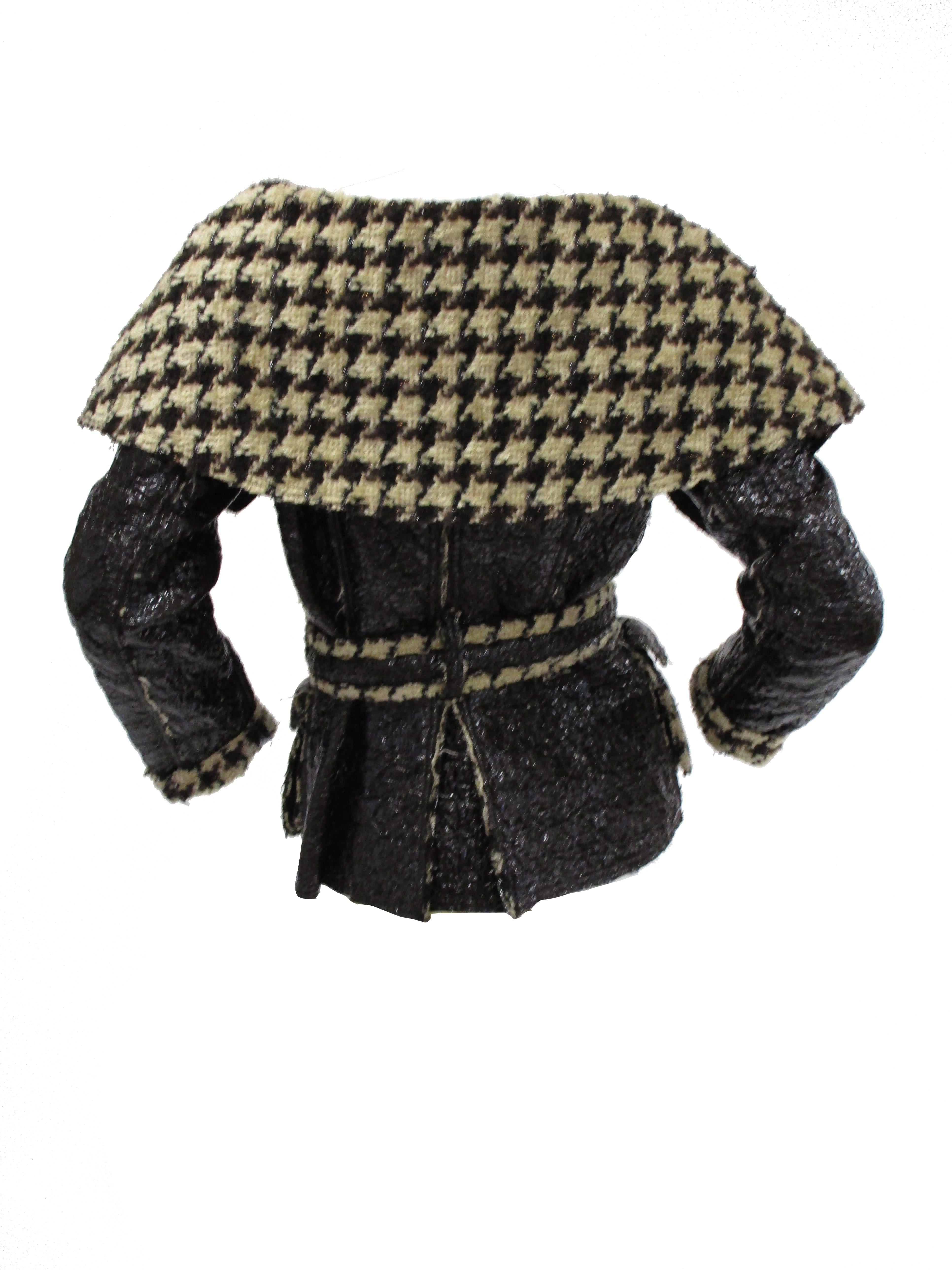 2007 Oscar De La Renta Houndstooth Jacket For Sale 1