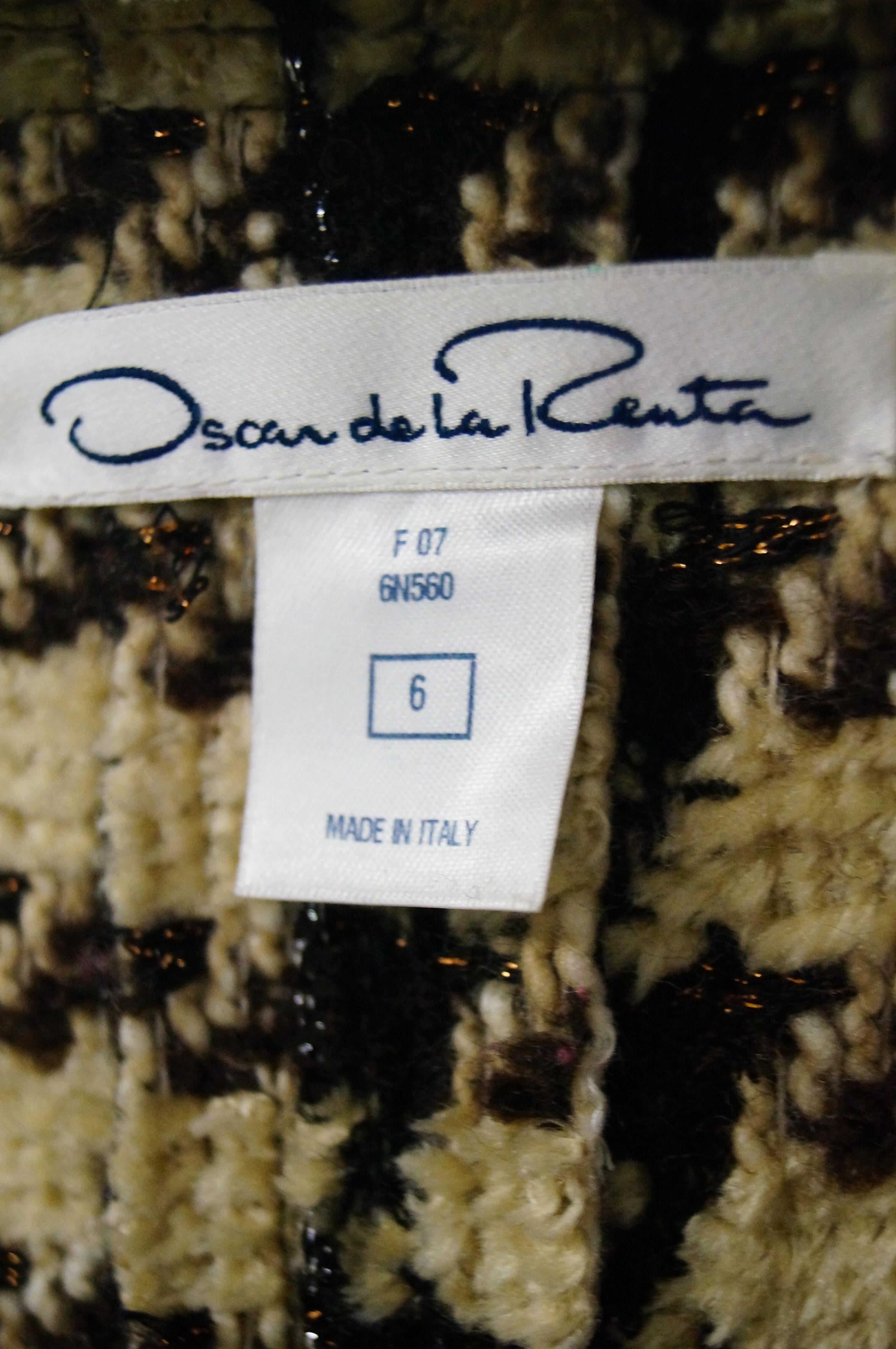 2007 Oscar De La Renta Houndstooth Jacket For Sale 2