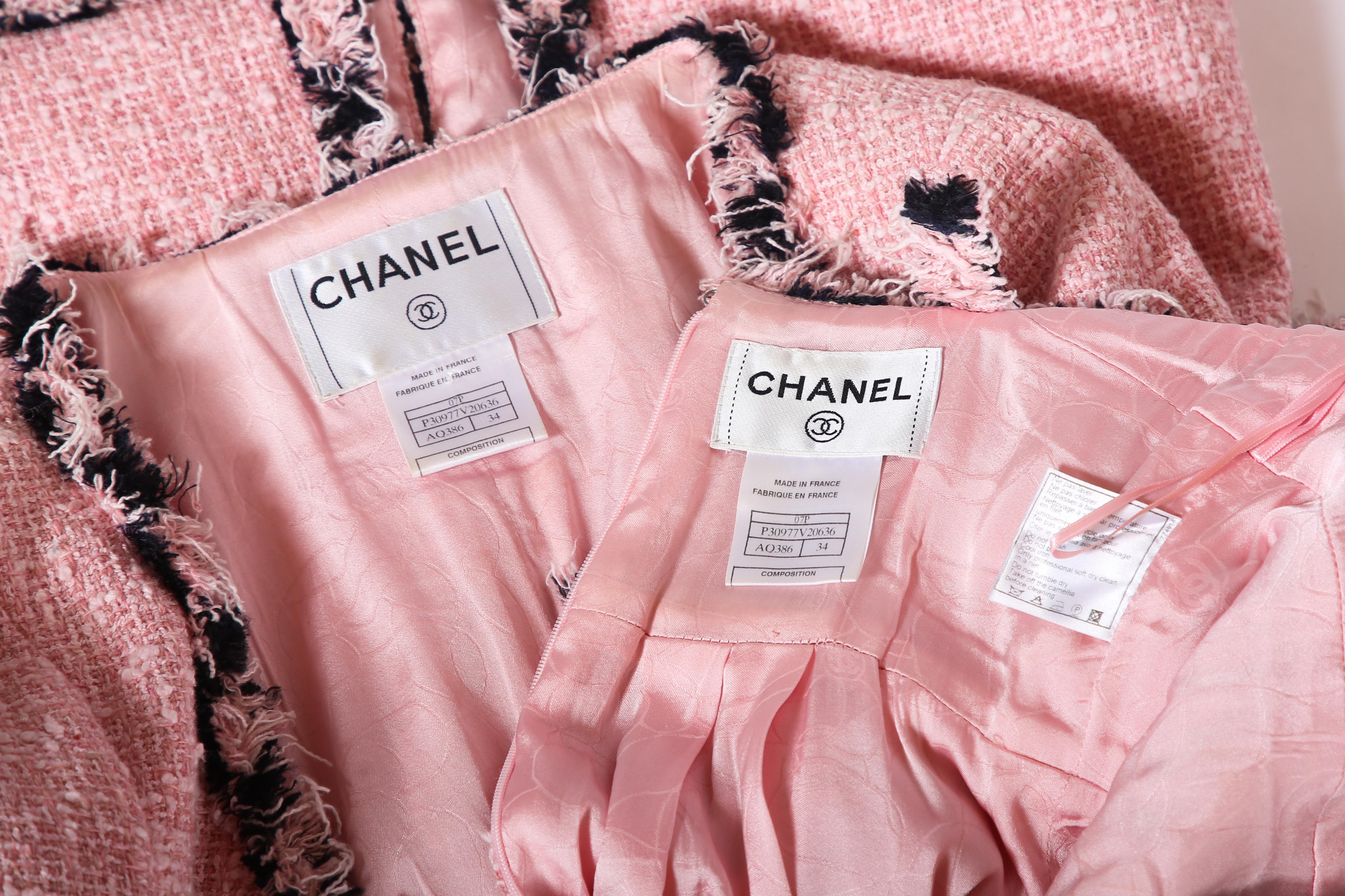 2007 P/E Chanel Pink Boucle Mini Dress & Jacket Ensemble 1