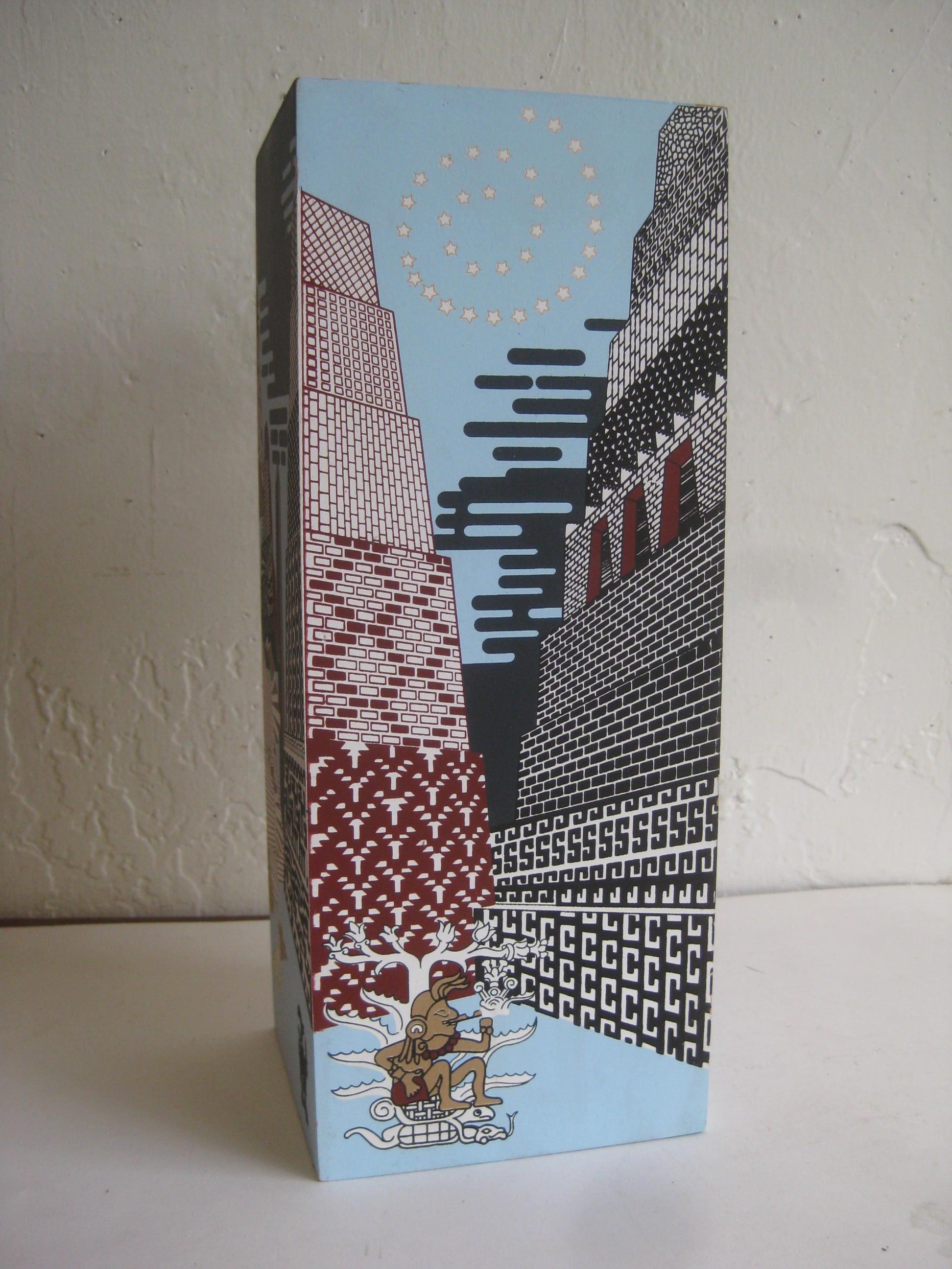 2007 Pedro Friedberg Art Mexican Modernist Silk Screened Wood Tequila Box For Sale 1