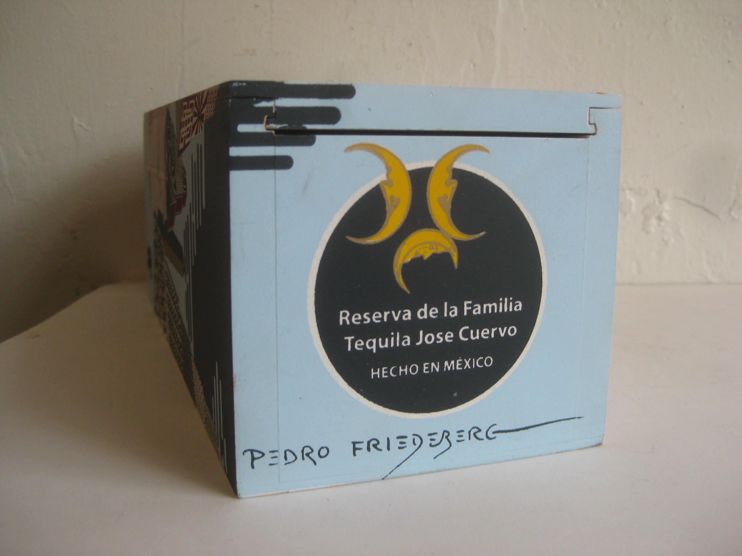 2007 Pedro Friedberg Art Mexican Modernist Silk Screened Wood Tequila Box For Sale 5